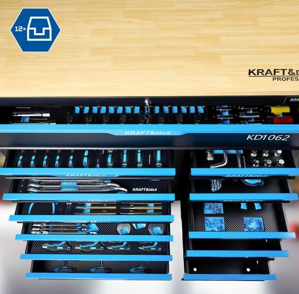 Инструментальный шкаф Kraft&Dele KD1062, набор инструментов 501 предмет, профессиональный комплект для мастерской и СТО KD1062 фото