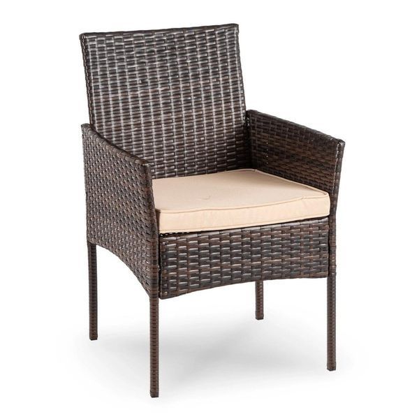 Набір садових меблів MEBEL ELITE AZUL (стіл + 4 крісла) коричневий/бежевий з техноротангу для саду, тераси та дачі ME.AZUL/BR/RT/OGR/ZES фото