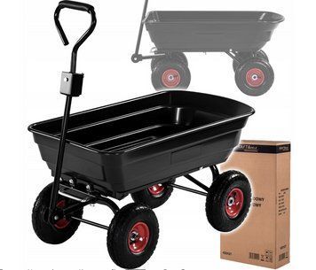 Садовий візок самоскидний Kraft&Dele KD3127 вантажопідйомність 300 кг чорний 75 л для саду городу та будівельних робіт KD3127 фото