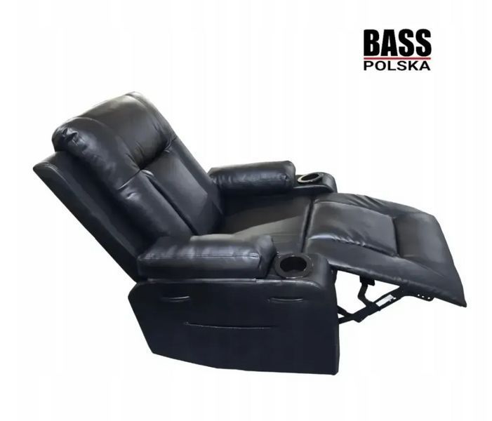 Массажное кожаное кресло-качалка Bass Polska BH 30040 RELAX с массажем спины, поясницы и ног, черное BH 30040 фото
