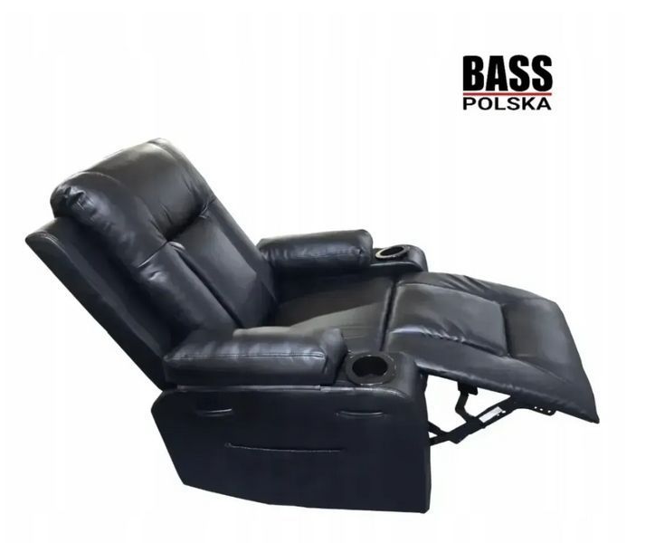 Массажное кожаное кресло-качалка Bass Polska BH 30040 RELAX с массажем спины, поясницы и ног, черное BH 30040 фото
