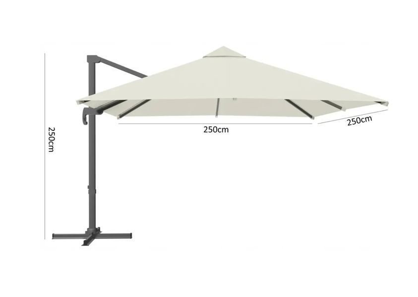 Садова парасоля 250&times;250 см GardenLine GAO5385 MINI ROMA з чохлом, регульований нахил, міцна сталева основа, бежева GAO5385 фото
