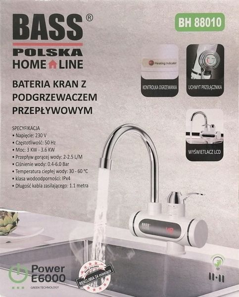 Смеситель с мгновенным водонагревателем Bass Polska BH 88010 проточный водонагреватель BH 88010 фото