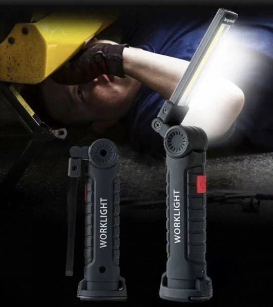 Ліхтар акумуляторний складаний для кемпінгу W-51-SMD+COB з магнітом і гаком для підвішування micro USB Чорний W51 SMD фото