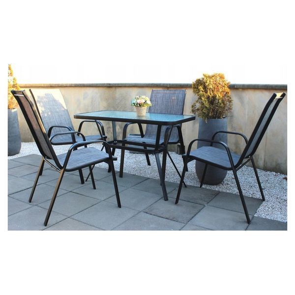 Садовий стіл 110x60x70 см GardenLine NEO9949 чорний, для відпочинку в саду та на балконі NEO9949 фото
