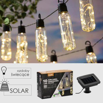 Декоративна садова гірлянда на сонячній батареї 3,8 м 10 LED GardenLine SOL3668 колір теплий-білий SOL3668 фото