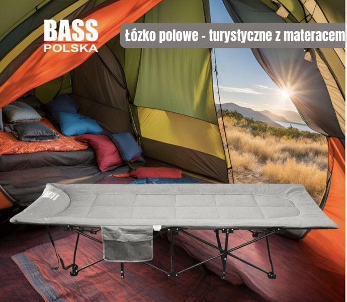 Раскладная туристическая кровать Bass Polska BH31007 с матрасом для кемпинга и отдыха 198&times;68&times;40 см нагрузка 18 BH 31007 фото