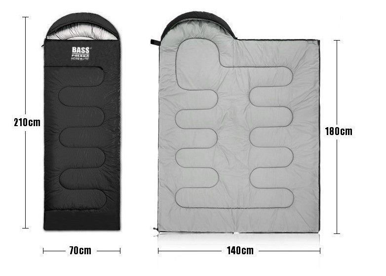 Спальный мешок с капюшоном,туристическое одеяло 2 в 1 Bass Polska BH 41999 черный BH 41999 фото
