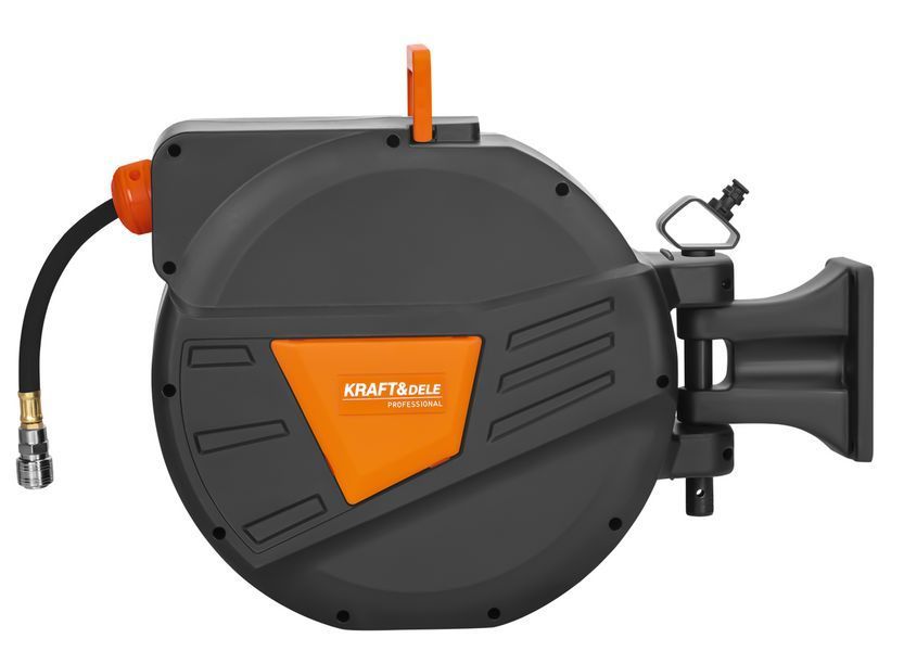 Выдвижной пневматический шланг Kraft&Dele KD2159 20+2 м, 1/4", автоматическая катушка для компрессора и пневмоинструмента KD2159 фото