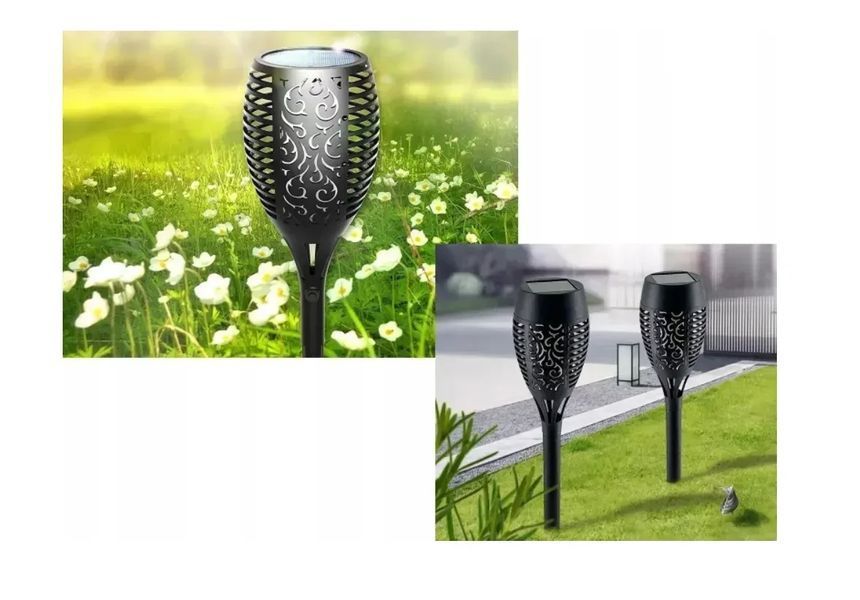 Сонячний садовий ліхтар, смолоскип Garden Line 50 см SOL6846 ефект живого вогню, 36 LED, IP44, чорний SOL6846 фото