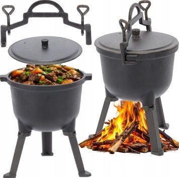 Чугунный котелок на ножках с ручкой для переноски Garden Line BBQ3710 8 л Серый BBQ3710 фото