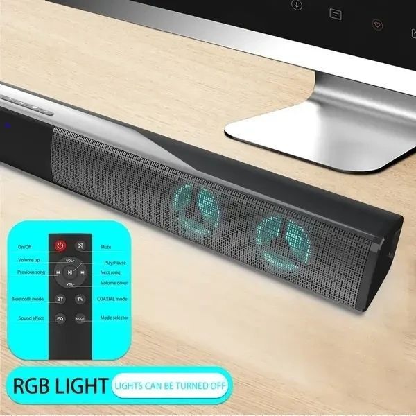 Звуковая панель,колонки,саундбар BS28E с RGB-подсветкой и пультом 20 Вт (Soundbar) Акустика для ТВ или ПК BS28E фото